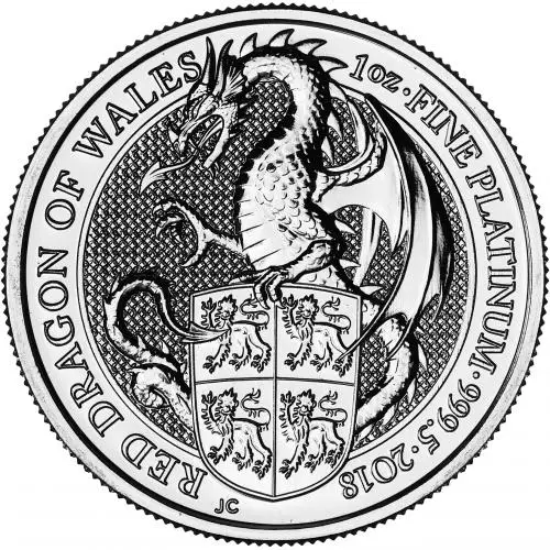 2018 Platinum 1 oz Queen's Beasts 'Red Dragon of Wales' Coin reverse