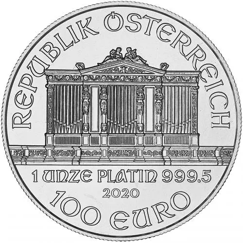 2020 Platinum Bullion 1 Ounce Philharmonic  Coin Single Pre-Owned Austria Austrian Mint obverse