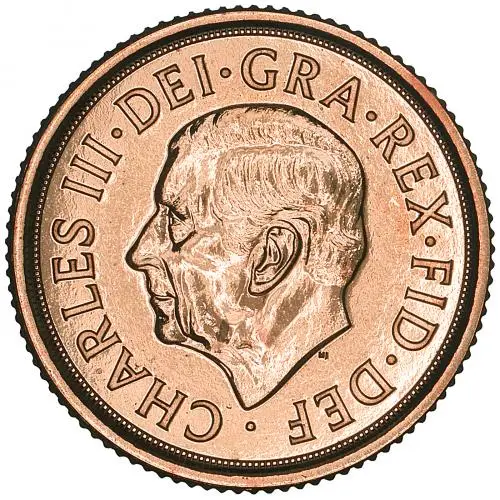2024 Gold Bullion Quarter Sovereign Charles III Pound Sterling  Coin Single United Kingdom The Royal Mint Fifth Portrait obverse