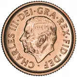 2024 Gold Bullion Quarter Sovereign Charles III Pound Sterling  Coin Single United Kingdom The Royal Mint Fifth Portrait obverse