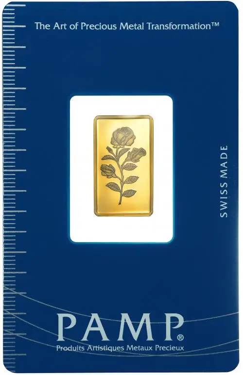 Gold Bullion 2.5 Gram Minted Rosa  Bar In Sleeve Pre-Owned reverse