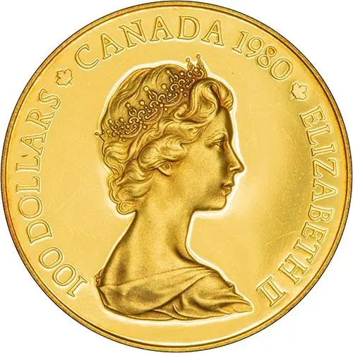 1980 Gold Canadian Hundred Dollars ($100) Gold Proof Kayak 23099