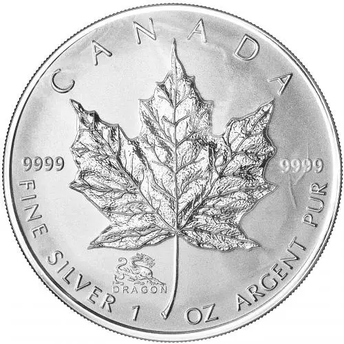 2000 Silver Uncirculated 1 Ounce Maple Dragon Privy Mark  Coin reverse