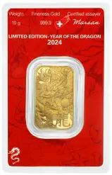 2024 Gold Bullion 10 Gram Minted Year of the Dragon  Bar Pre-Owned reverse