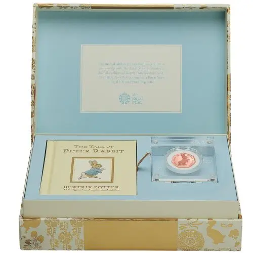 2017 Gold Proof Beatrix Potter Elizabeth II Peter Rabbit Pound Sterling 50 Pence  Coin display box