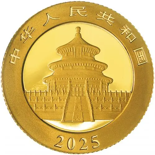 2025 Chinese 3g Panda Gold Bullion Coin obverse