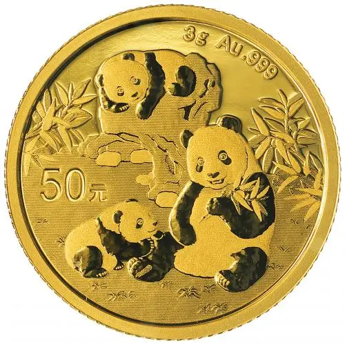 2025 Chinese 3g Panda Gold Bullion Coin reverse