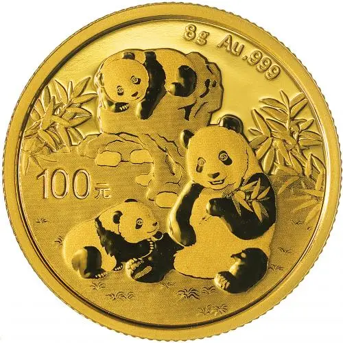2025 Chinese 8g Panda Gold Bullion Coin reverse