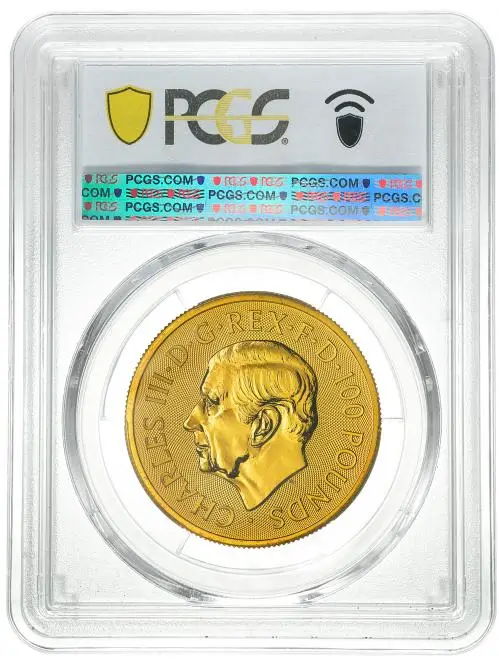 2024 Gold Bullion 1 Ounce Britannia and Liberty Charles III £100  Coin Single United Kingdom PCGS MS-66 obverse