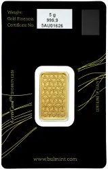 Bulmint 5g Minted Gold Bullion Bar obverse 1