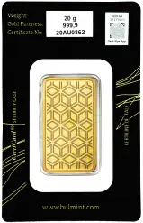 Bulmint 20g Minted Gold Bullion Bar obverse 1