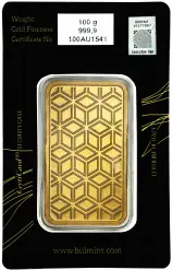 Bulmint 100g Minted Gold Bullion Bar obverse 1