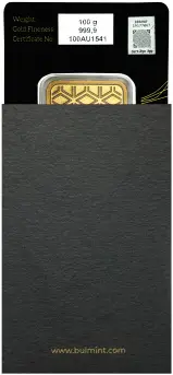 Bulmint 100g Minted Gold Bullion Bar package 1