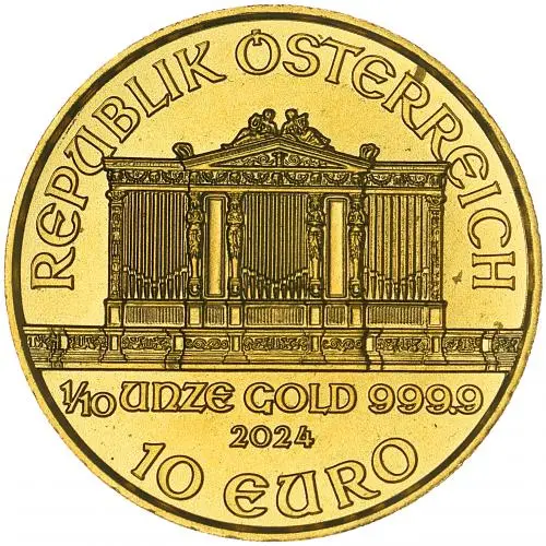 2024 Austrian 0.1 oz Gold Philharmonic Coin  obverse