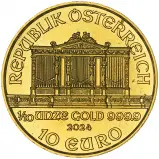 2024 Austrian 0.1 oz Gold Philharmonic Coin  obverse