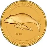 1988 Gold Canadian Hundred Dollars ($100) Gold Proof Bowhead Whale