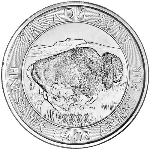 2015 Silver 1.25 Ounce Canadian Wildlife Bison  Coin Canada Royal Canadian Mint reverse