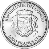 2016 Silver 1 Ounce Silverback Gorilla  Coin Republic of Congo obverse