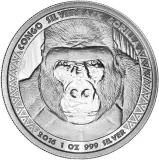 2016 Republic of Congo Silverback Gorilla 1 oz Silver Bullion Coin - Pre-Owned