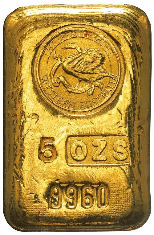 Australian 5 oz Gold Bar Cast (Pre-Owned) reverse