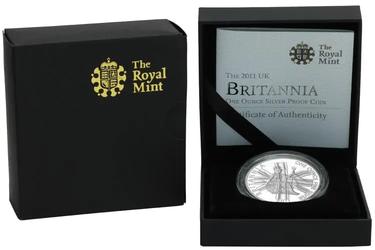 2011 Silver Proof 1 Ounce Britannia Elizabeth II  Coin Single Pre-Owned United Kingdom The Royal Mint display