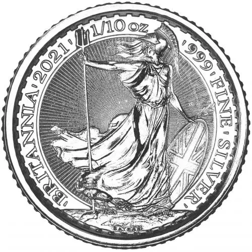 2021 Silver Bullion 0.1 Ounce Britannia  Coin Secondary Market reverse