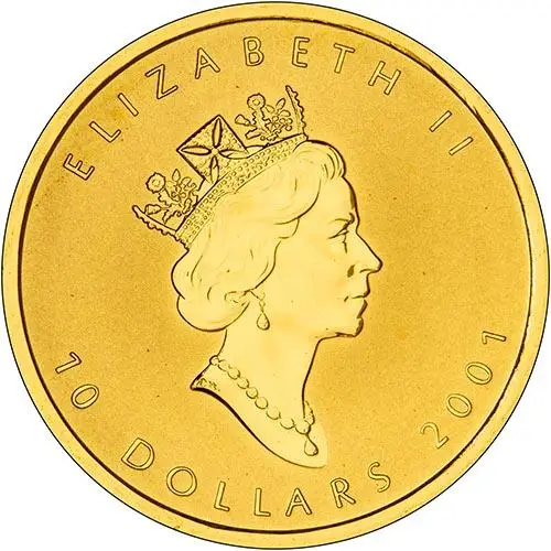 2001 Gold Canadian Ten Dollars ($10) Proof Leaf Hologram 23096