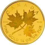 2001 Gold Canadian Ten Dollars ($10) Proof Leaf Hologram 23097