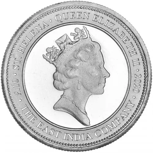 2020 Silver Bullion 0.1 Ounce Spade Guinea £10  Coin Single Pre-Owned St Helena East India Company obverse
