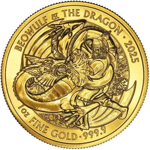 2025 Beowulf and the Dragon 1 oz Gold Bullion Coin reverse