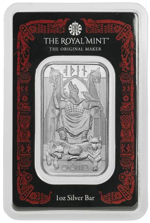 Silver 1 Ounce The Norse Gods Collection Norse Gods - Odin  Bar With Box The Royal Mint obverse