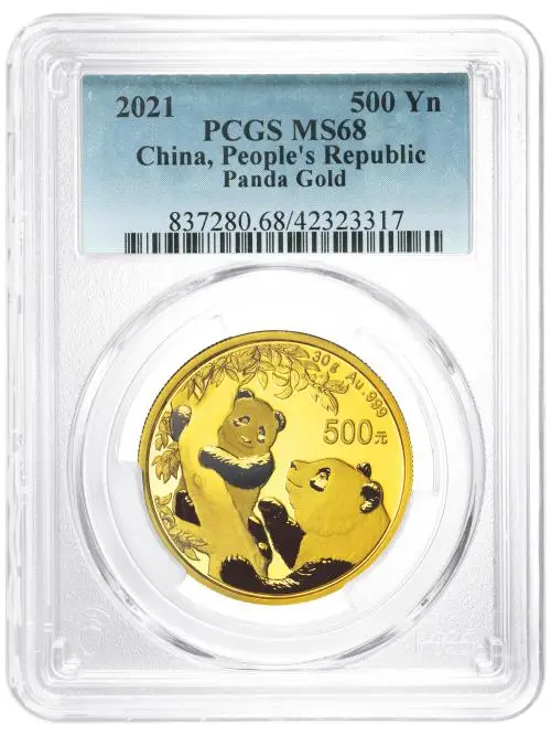 2021 Gold Graded 30 Gram Panda  Coin Single China PCGS MS-68 reverse