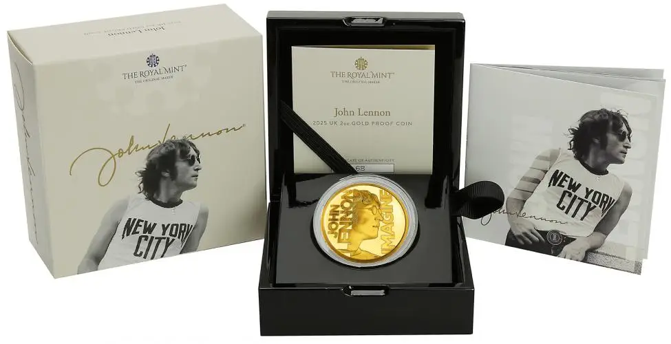 2025 John Lennon 'Music Legends' 2 oz Gold Proof Coin  display