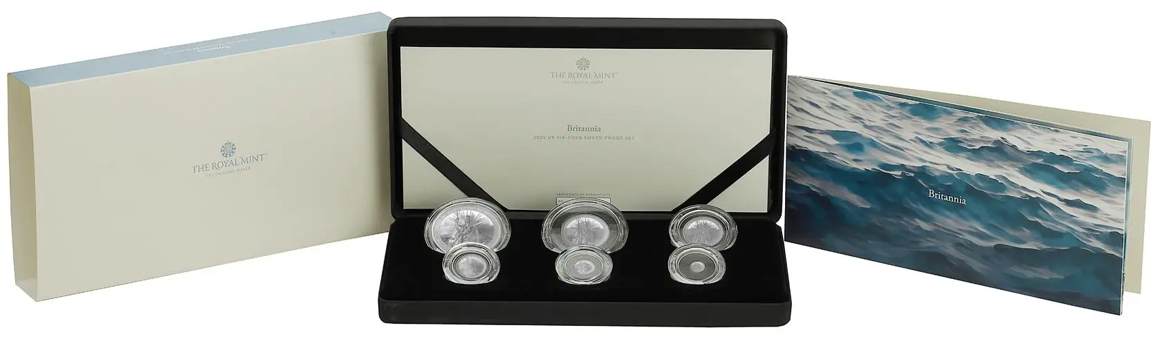 2025 Silver Proof Britannia 6-Coin Set display