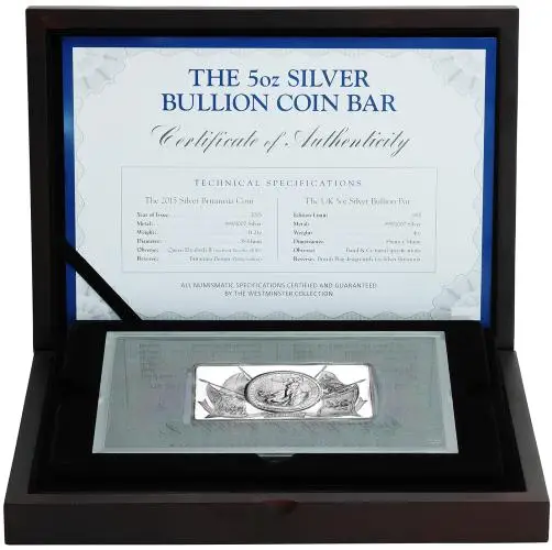 2015 Baird & Co. Britannia 5 oz Silver Bullion Coin Bar - Pre-Owned box 1