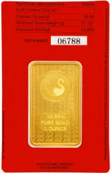 The Perth Mint Lunar Snake 1 oz Gold Minted Bar (New) obverse