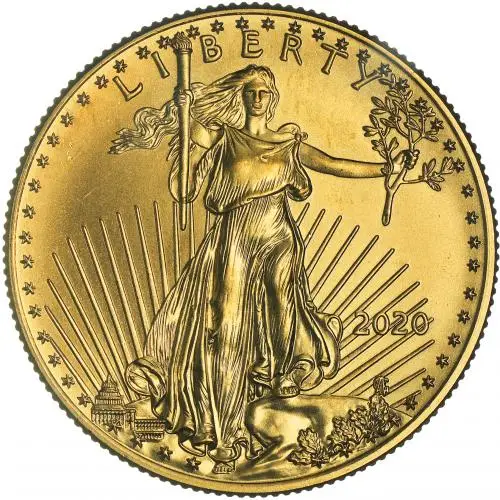 2020 Gold Bullion 0.5 Ounce Eagle 25 Dollars  Coin Single United States of America US Mint reverse
