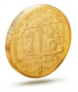 2002 Golden Jubilee Guernsey Gold Proof £5 Coin side view
