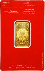 Ganesh  Gold Bullion 20 Gram Wafer Lakshmi  Bar In Card New United Kingdom The Royal Mint obverse