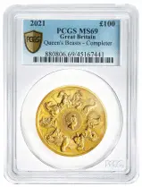 2021 Queen's Beasts 'Completer' 1 oz Gold Bullion Coin PCGS MS-69