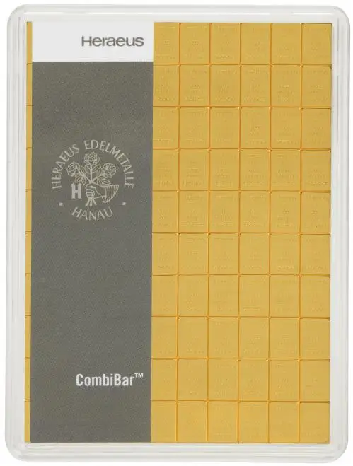 Gold Bullion 100 Gram Wafer  Bar In Sleeve Pre-Owned Switzerland Heraeus reverse