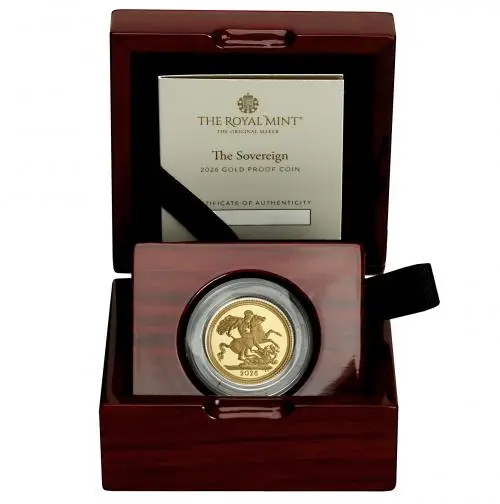2026 Gold Proof Sovereign Coin reverse display