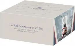 2025 '80th Anniversary of VE Day' Gold Proof 50p Coin - Strike on the Day box trm