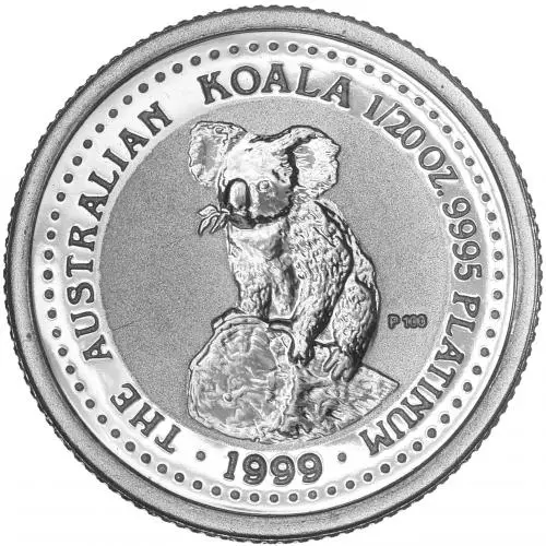1999 Platinum Bullion 0.05 Ounce Koala Elizabeth II Australian Dollar 5 Dollar  Coin Single Australia Perth Mint reverse