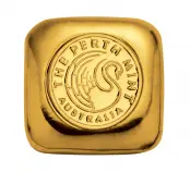 1 oz Gold Bar Bullion Cast - The Perth Mint reverse