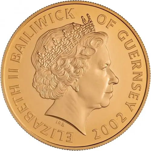 2002 Guernsey Gold Proof British Monarchs of the 18th Century £5 Coin obverse