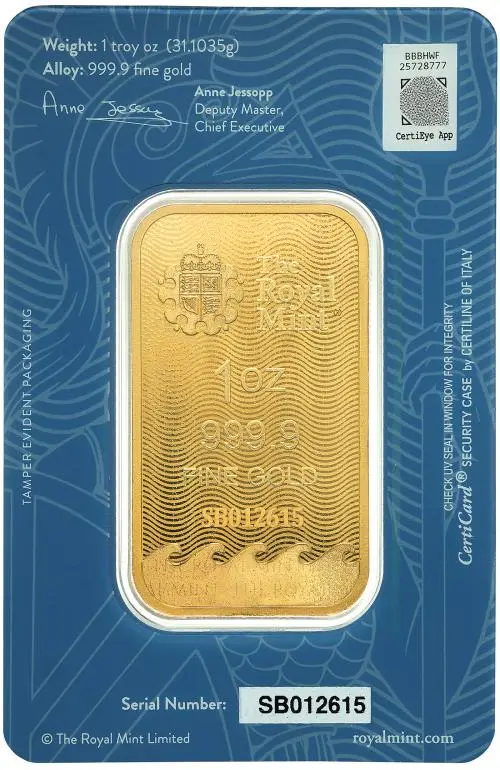 1 oz Gold 'Britannia' Bullion Minted Bar (Secure) obverse