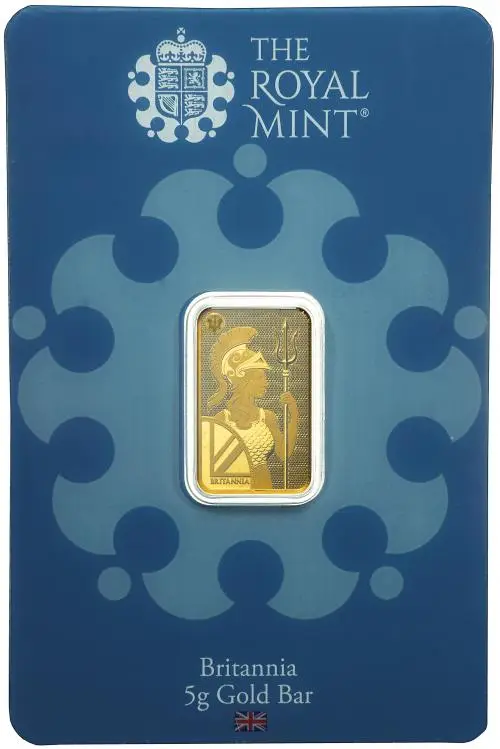 5g Gold 'Britannia' Bullion Minted Bar (Secure) reverse