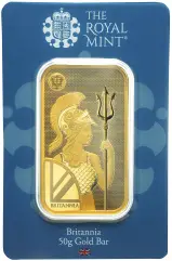 50g Gold 'Britannia' Bullion Minted Bar (Secure)