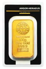 Minted Gold 100 Gram Argor Heraeus Bar In-Sleeve - Pre-Owned